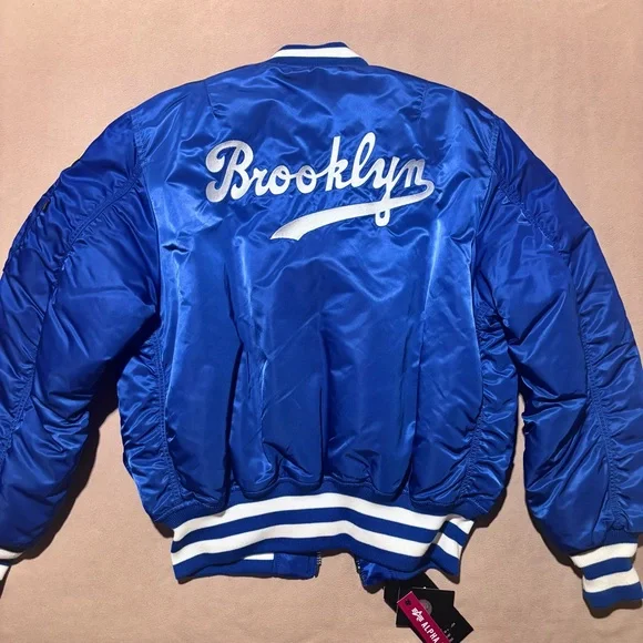 NWT Alpha Industries x New Era Brooklyn Dodgers bomber jacket - Picture 8 of 13